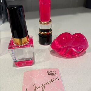 Kosta Boda Hot Pink Lip & Beauty Trio
